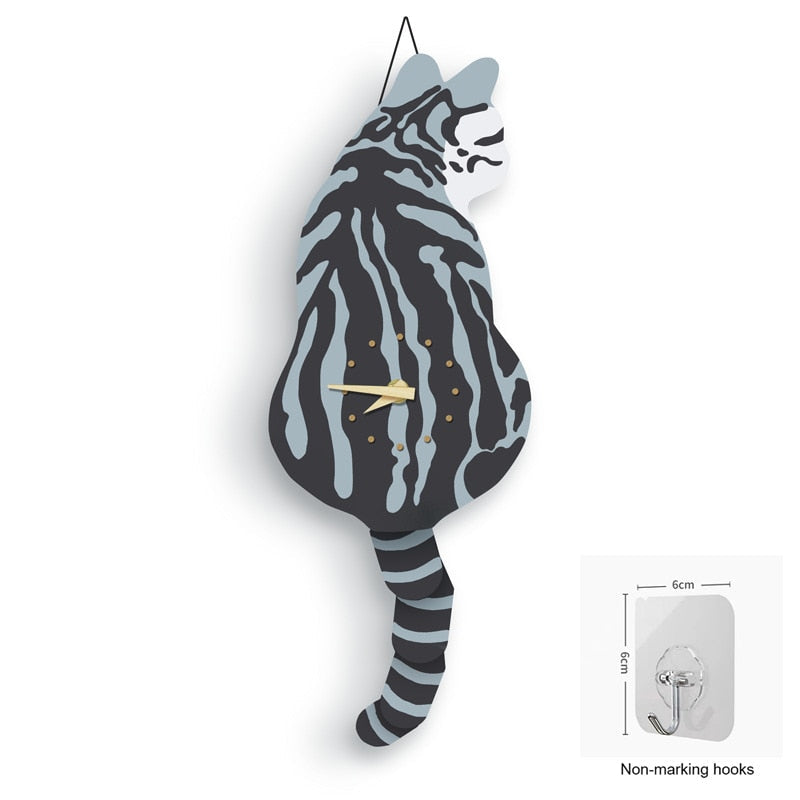 Fun Feline Wooden Wall Clock
