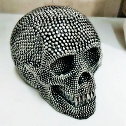 Big Silver Skull Figurine Home Decor Statue