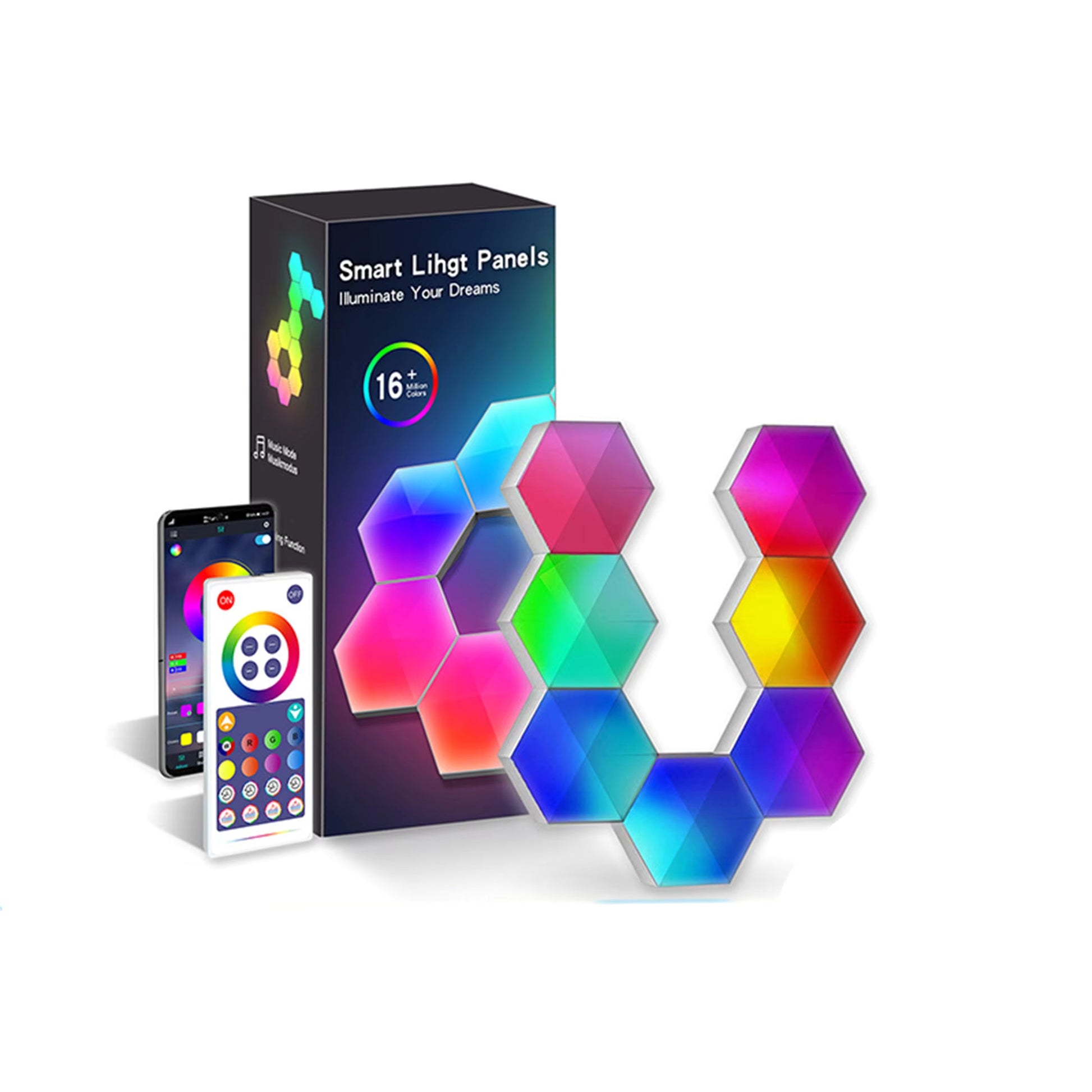 Colorful LED Hexagon Panel Light with Remote Control - Halri
