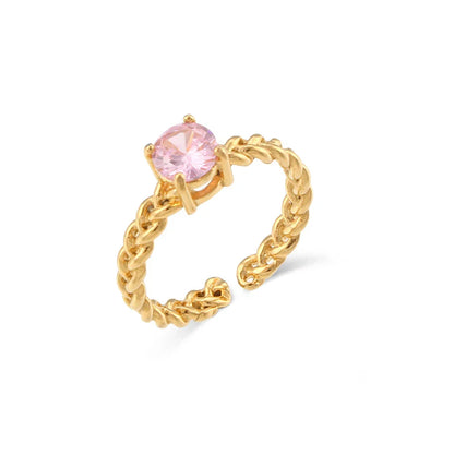 Elegant Braided Ring with Diamond Stone
