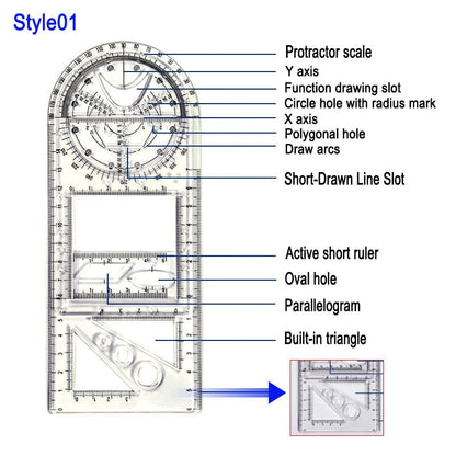 Precise Geometric Pattern Straight Edge Ruler - Halri