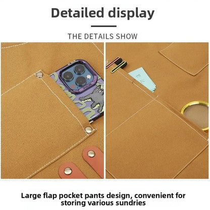 Heavy Duty Work Apron – Waterproof Canvas with Tool Pockets, Anti-wrinkle, Adjustable Straps