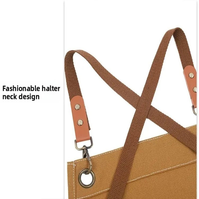 Heavy Duty Work Apron – Waterproof Canvas with Tool Pockets, Anti-wrinkle, Adjustable Straps