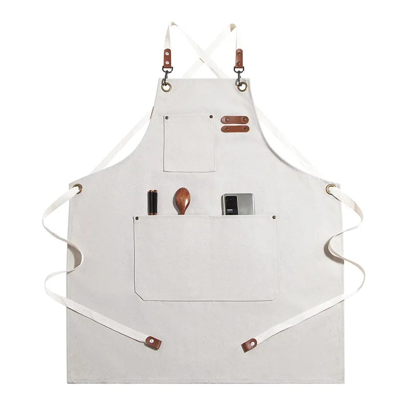 Heavy Duty Work Apron – Waterproof Canvas with Tool Pockets, Anti-wrinkle, Adjustable Straps