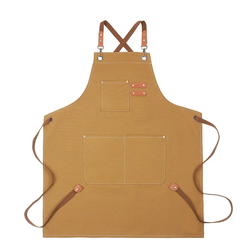 Heavy Duty Work Apron – Waterproof Canvas with Tool Pockets, Anti-wrinkle, Adjustable Straps