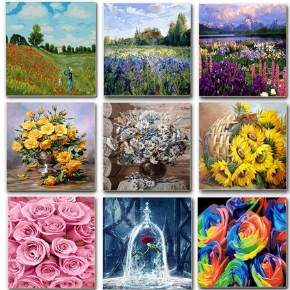 Colorful Floral Paint by Number Kit - Halri