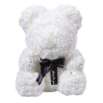 Fake Rose Bear Stuffed Animal Toy