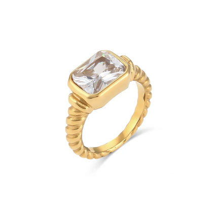 Bold Cross Stripe Diamond Baguette Ring