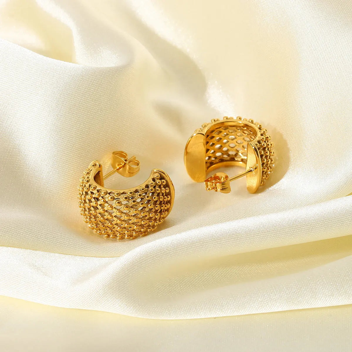 Luxury 18k Gold Mesh Hoop Earrings - Halri