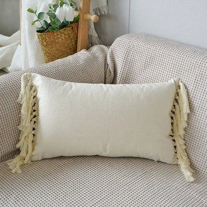 Stylish Textured Throw Pillow with Tassels