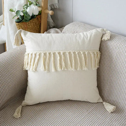 Stylish Textured Throw Pillow with Tassels