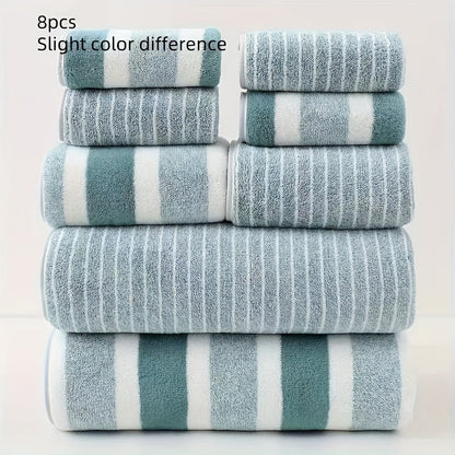 Plush 8-Piece Bathroom Towel Set in Pastel Coral