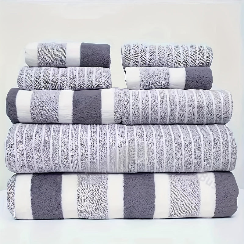 Plush 8-Piece Bathroom Towel Set in Pastel Coral
