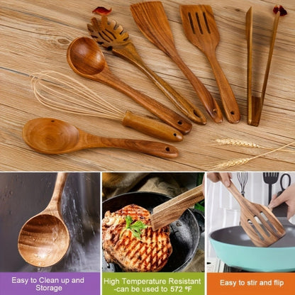 Premium Wood Kitchen Tool Set 7 Piece Non Stick Friendly