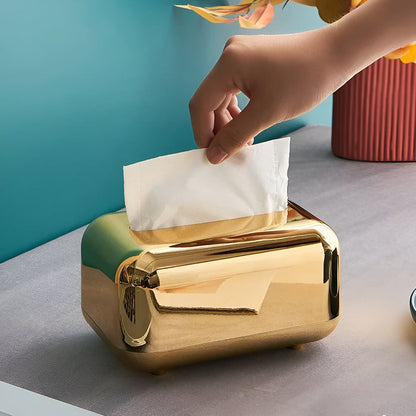 Gold Glossy Tissue Box Cover