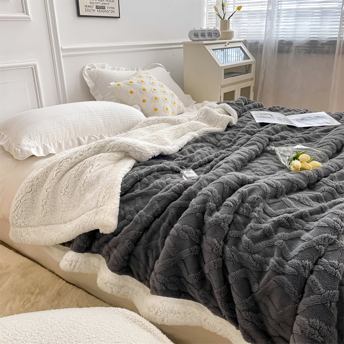 Cozy Plush Reversible Winter Blanket