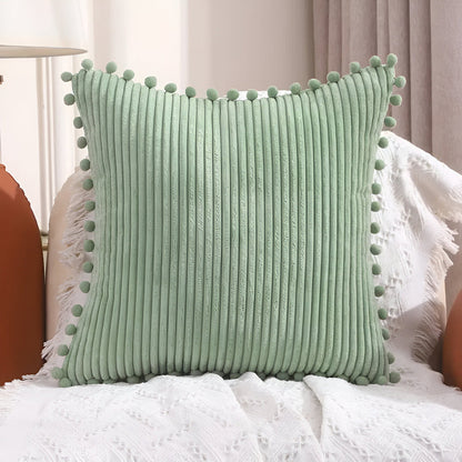 Colorful Pom Pom Decorative Pillow Cover