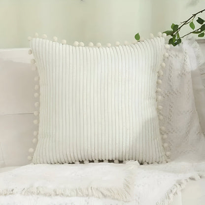 Colorful Pom Pom Decorative Pillow Cover