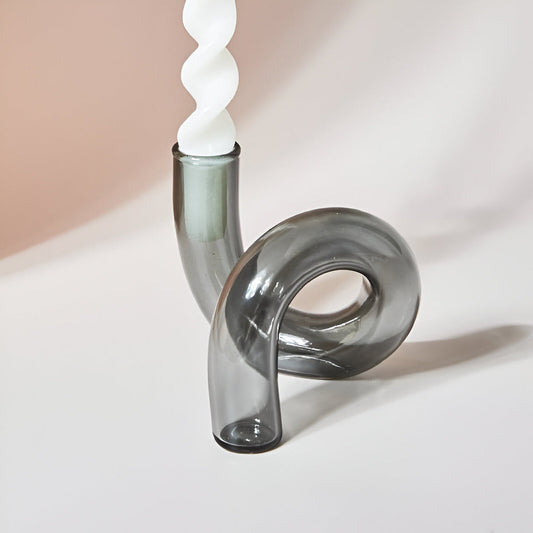 Beautiful Glass Vase with Built-in Candle Holder - Halri