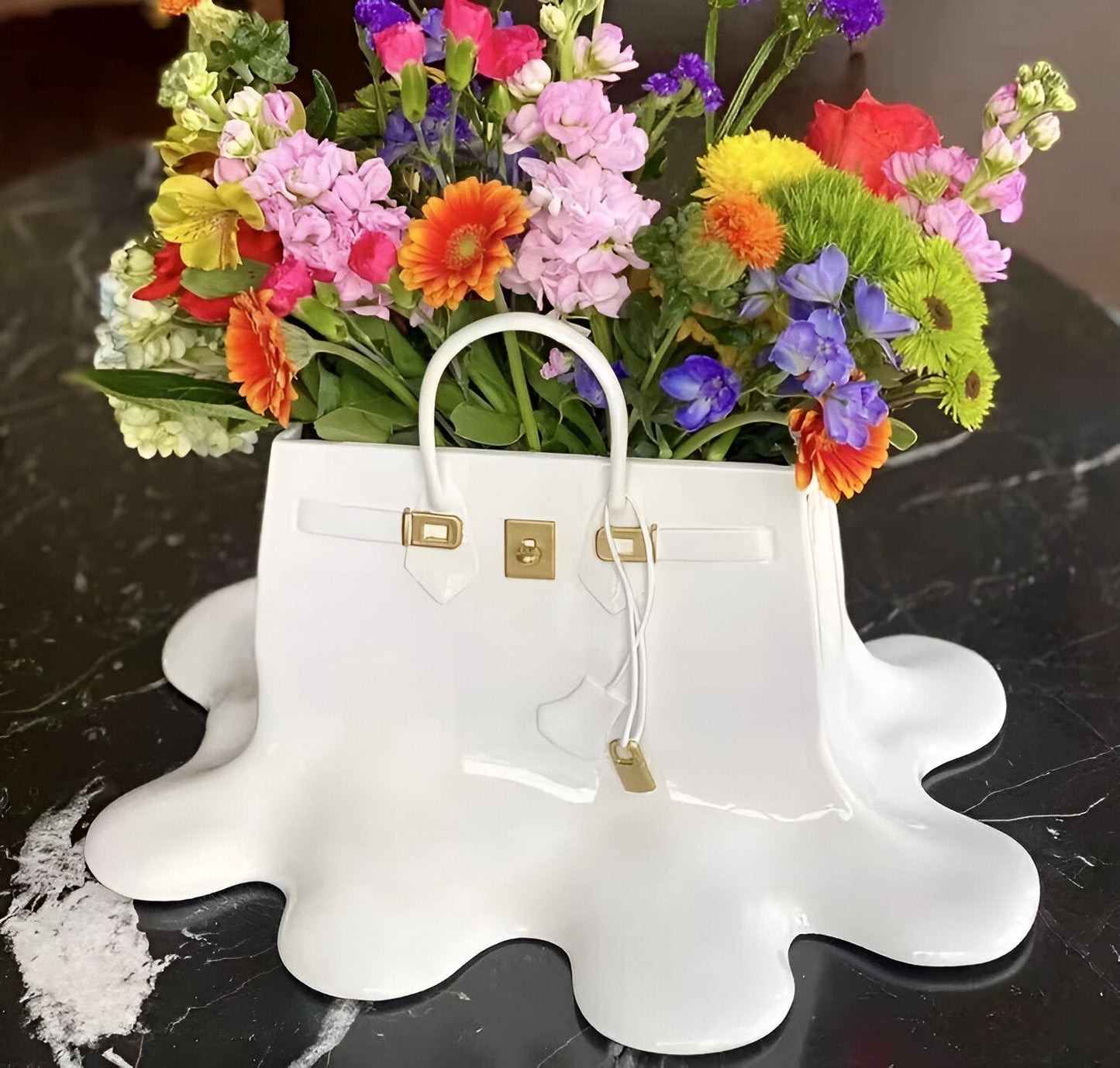 Fashionable Purse Shaped Resin Decor Vase