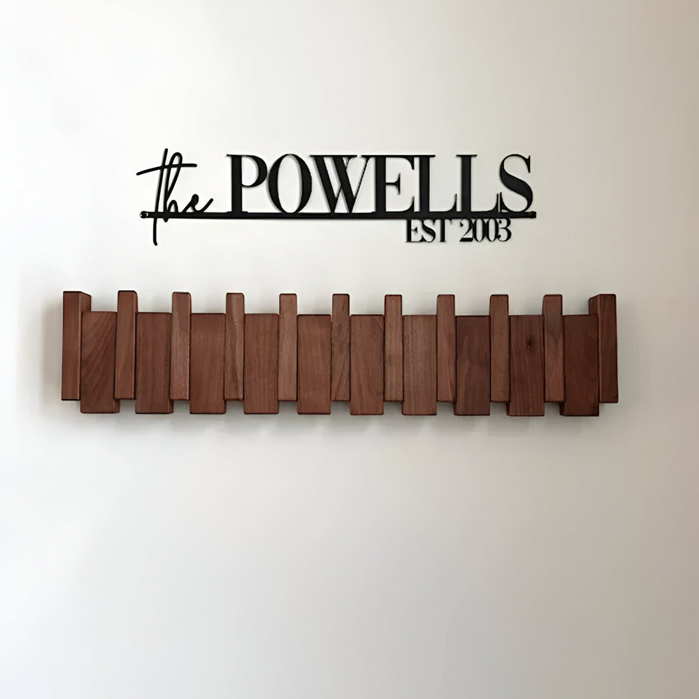 Stylish Wood Coat Rack with Keyboard Style Hooks - Halri