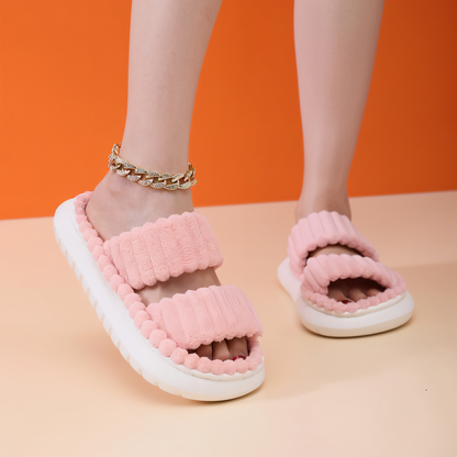 Cozy Faux Fur Slippers with Velcro Strap