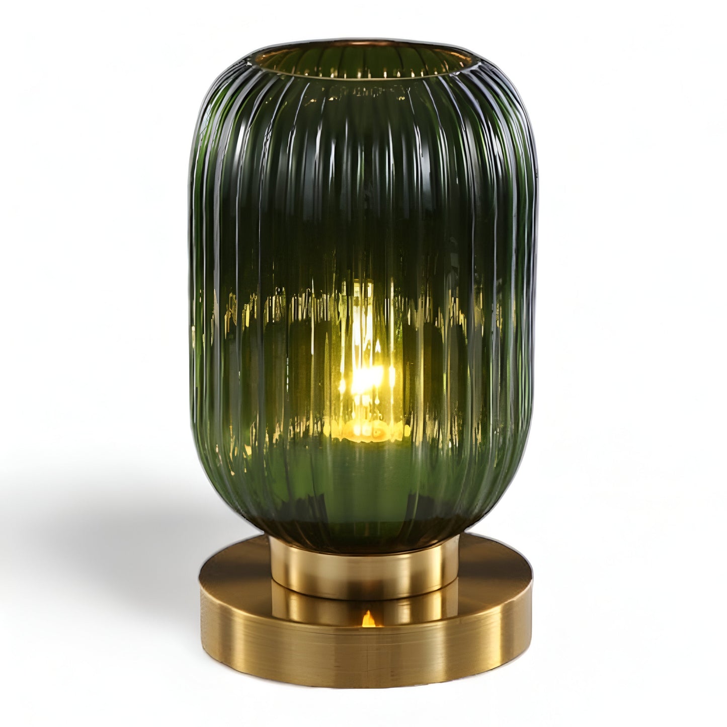 Scandinavian Glass Table Light with Textured Shade