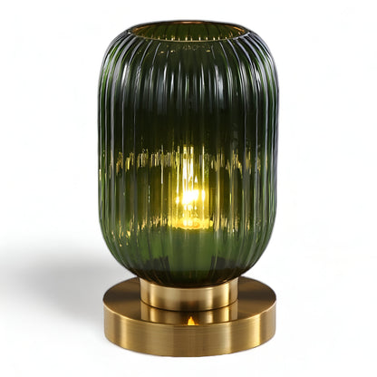 Scandinavian Glass Table Light with Textured Shade