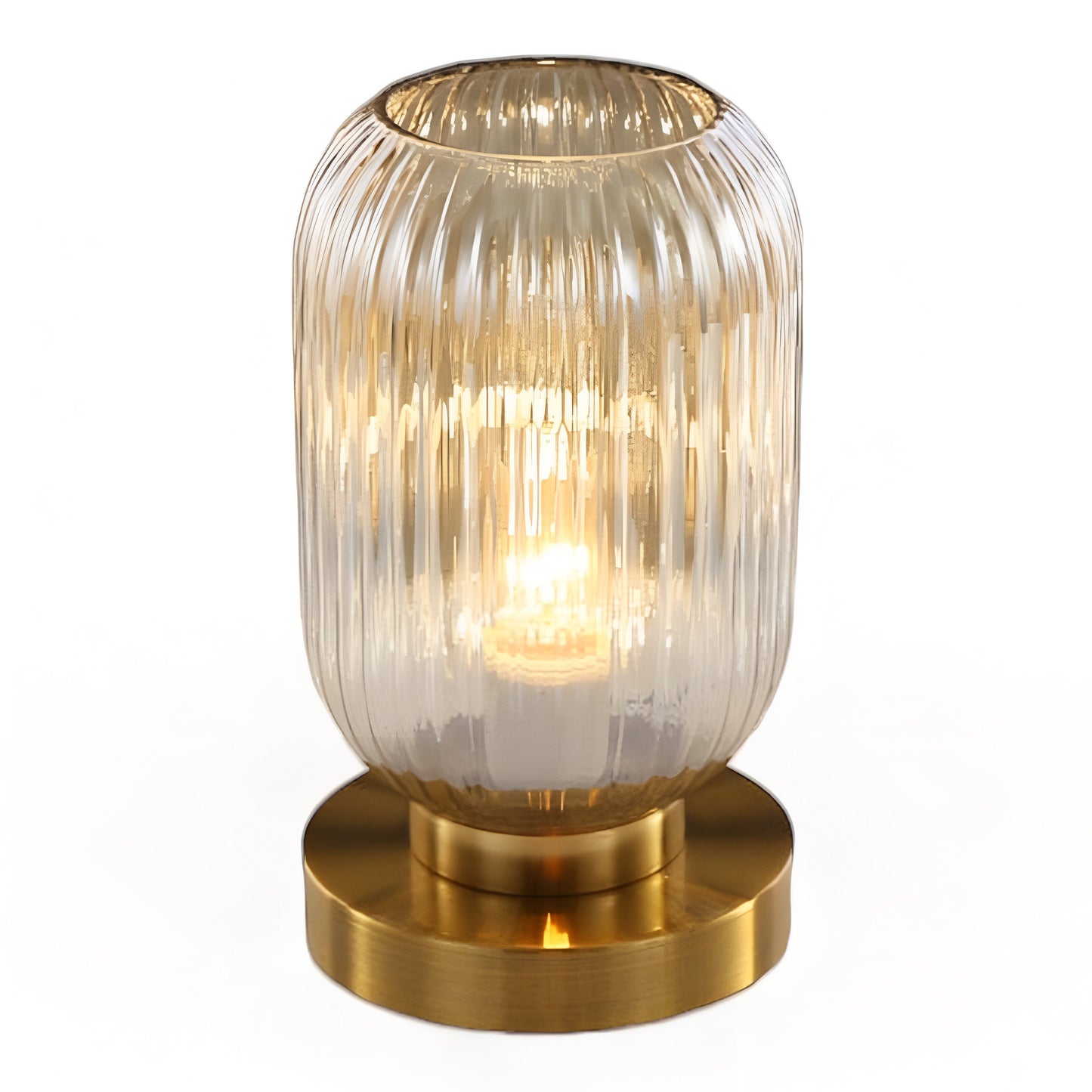 Scandinavian Glass Table Light with Textured Shade