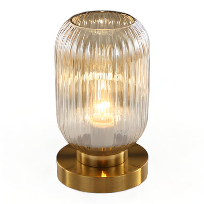 Scandinavian Glass Table Light with Textured Shade