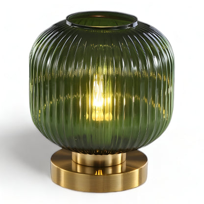Scandinavian Glass Table Light with Textured Shade