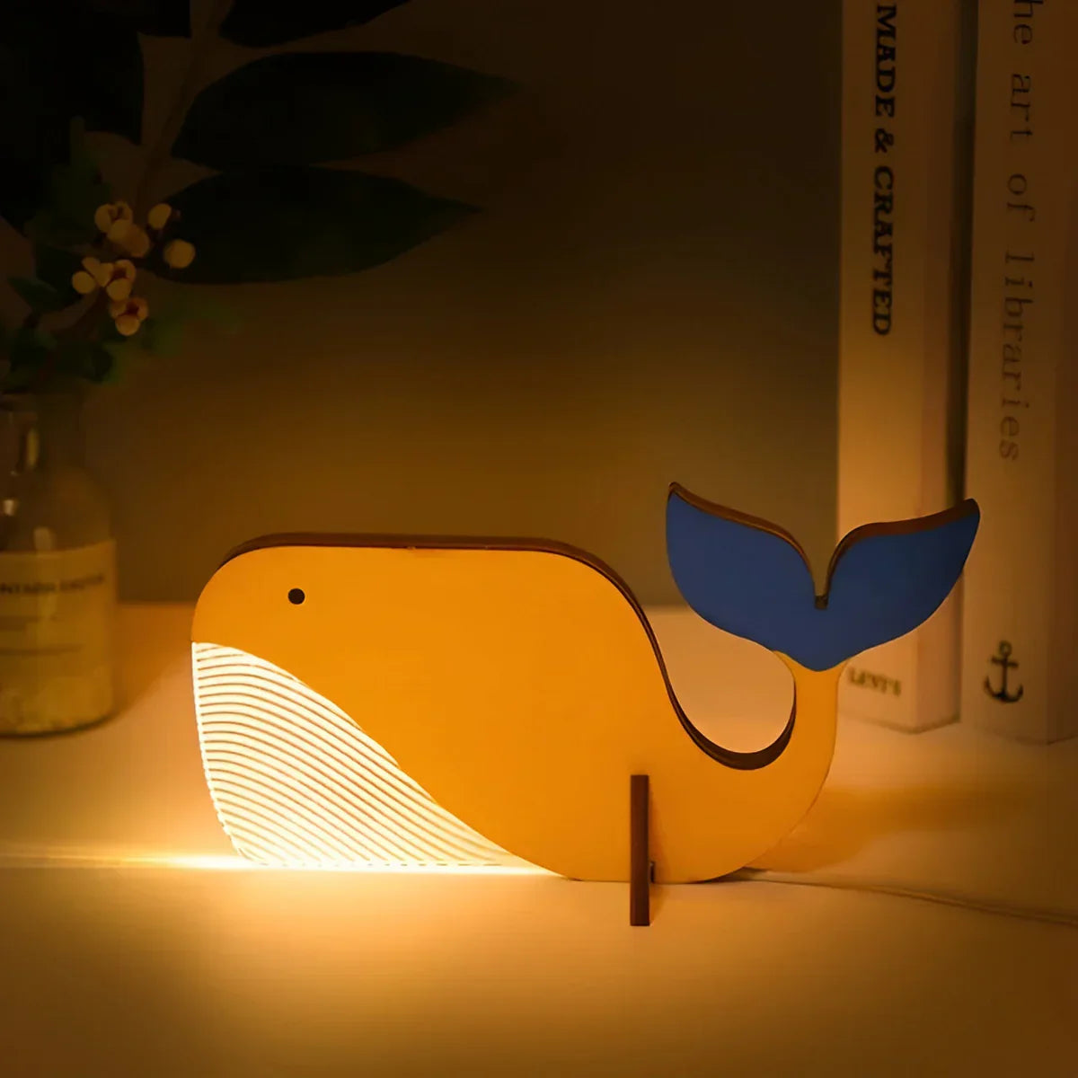 Natural Wood Animal Desk Lamp