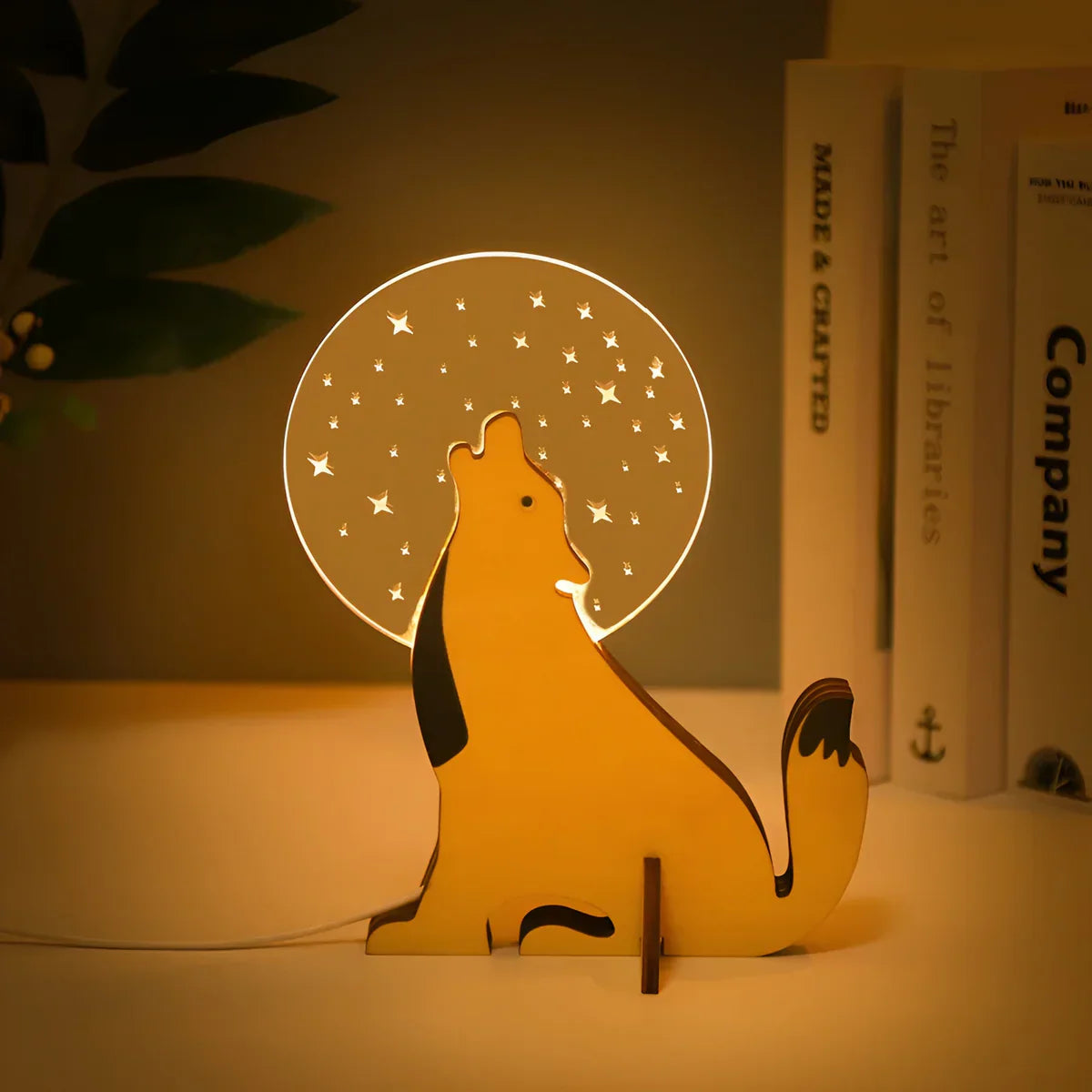Natural Wood Animal Desk Lamp