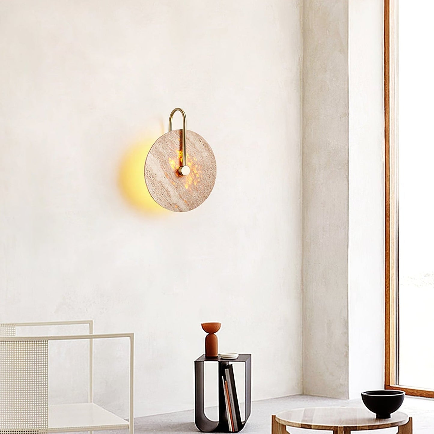 Hook Wall Lamp with Yellow Travertine Shade – Elegant Indoor Wall Sconce Lighting Fixture 3