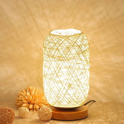 Rustic Wooden LED Desk Lamp with Soft Warm Light - Halri