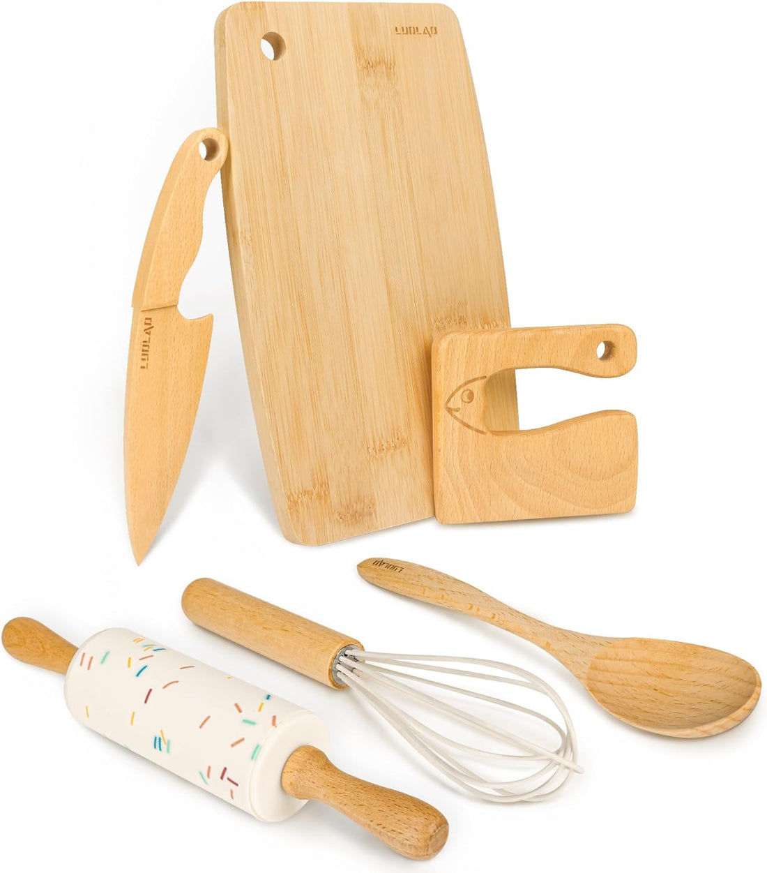 Natural Wooden Kids Baking Set with Play Utensils - Halri