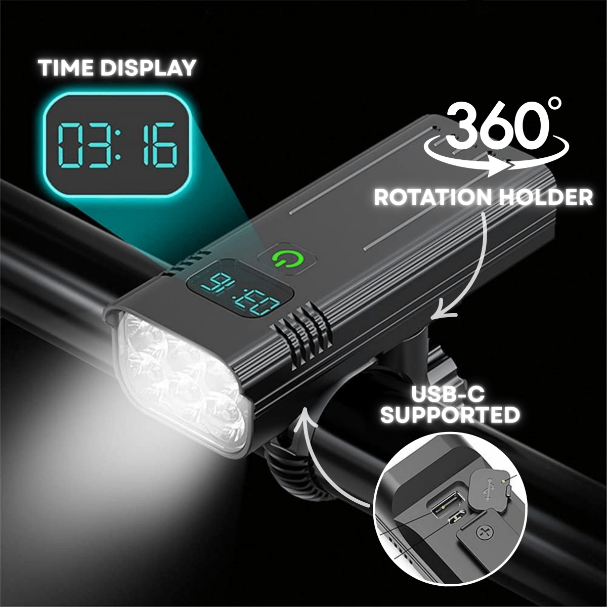 Bright 5000 Lumen LED Bike Front Light