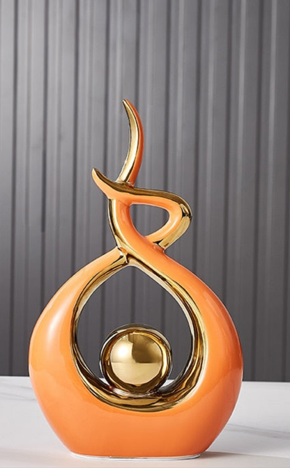 Elegant Ceramic Art Statue with Gold Details