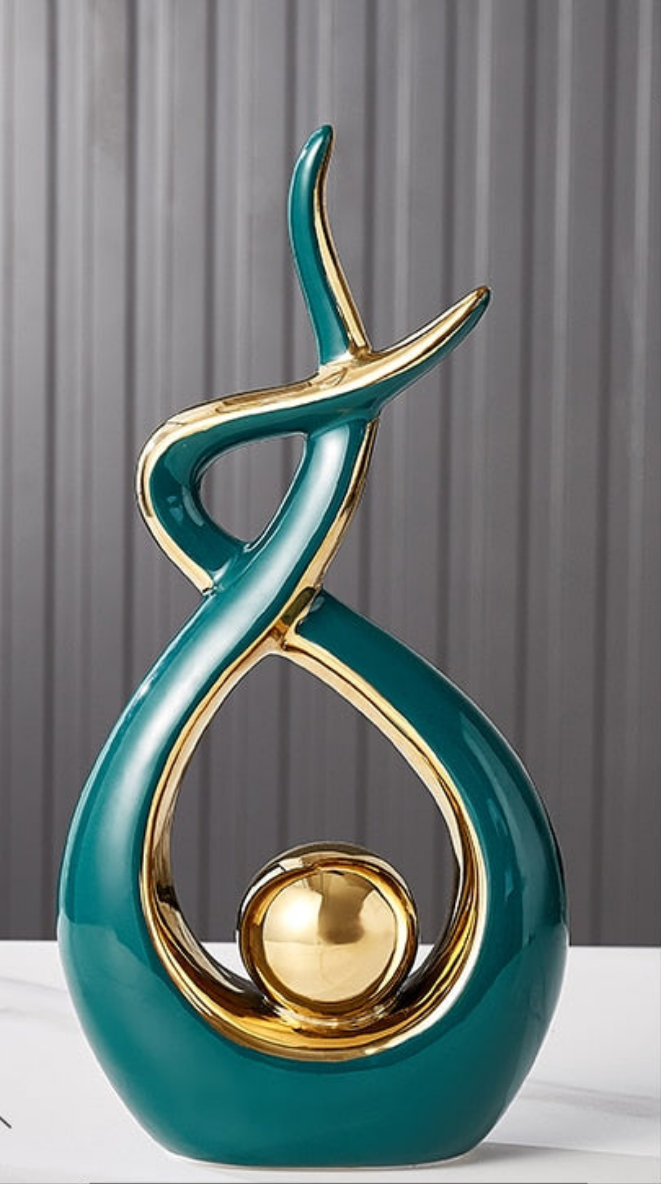 Elegant Ceramic Art Statue with Gold Details