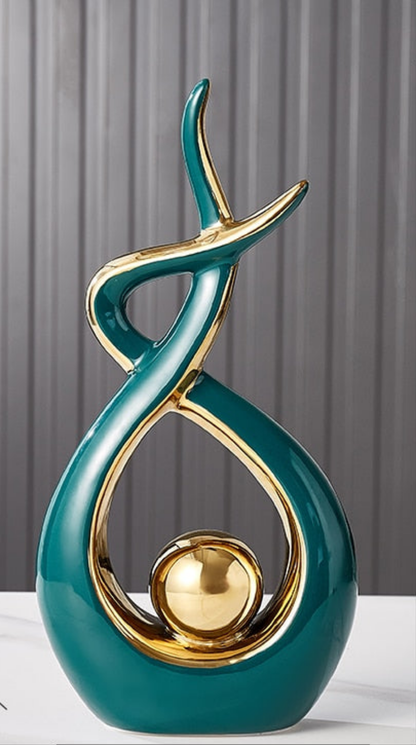 Elegant Ceramic Art Statue with Gold Details