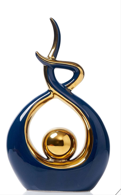 Elegant Ceramic Art Statue with Gold Details