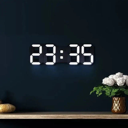 Modern 3D LED Digital Wall Clock with Bright Lighting