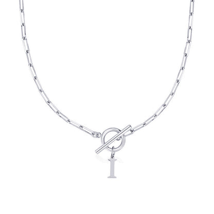 Simple Initial Circle Paperclip Lock Necklace