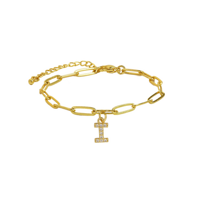 Delicate Initial Paperclip Charm Bracelet