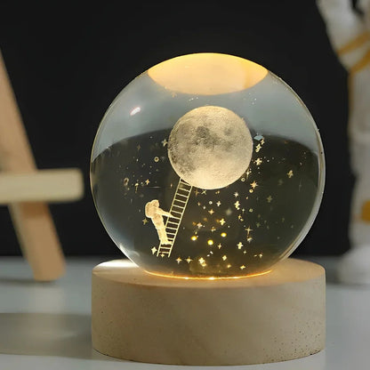 Illuminated Crystal Ball Lamp with 3D Laser Art – Warm White Ambient Light for Relaxation and Elegant Home Decor 6