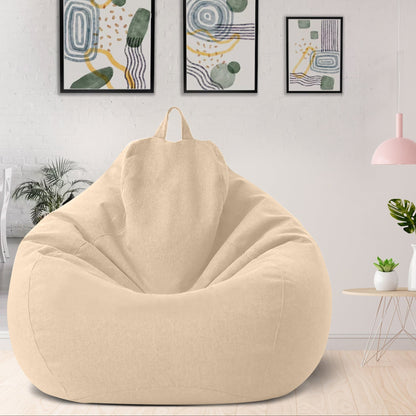 Plush Linen Bean Bag Chair - Comfortable Relaxation Seat