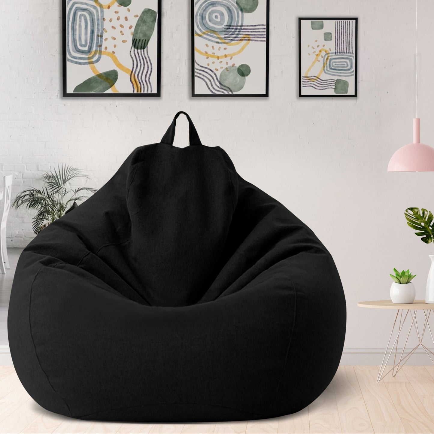 Plush Linen Bean Bag Chair - Comfortable Relaxation Seat