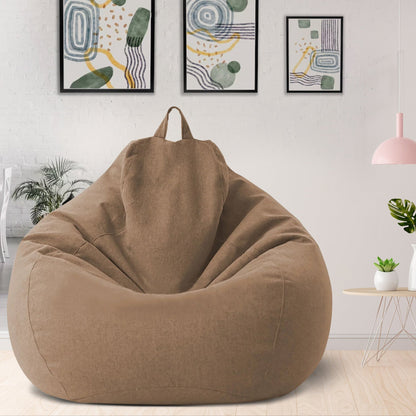 Plush Linen Bean Bag Chair - Comfortable Relaxation Seat