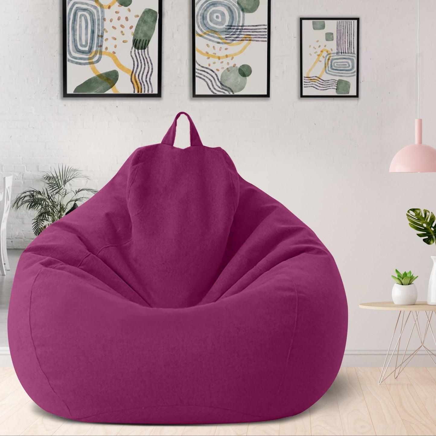 Plush Linen Bean Bag Chair - Comfortable Relaxation Seat