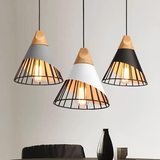 Rustic Metal Pendant Light With Open Frame - Halri